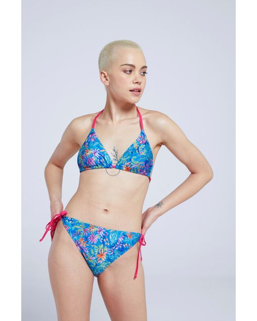 Mountain Warehouse Blue 'Riviera' Printed Triangle Bikini Top With Removable Cups Swimwear