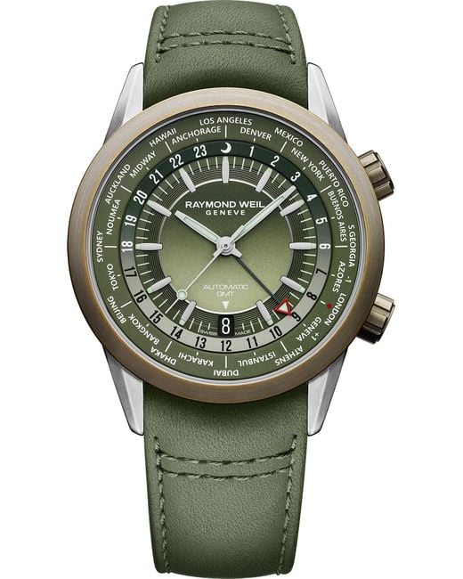 Raymond Weil Green Freelancer Watch 2765-Sbc-52001 Leather for men