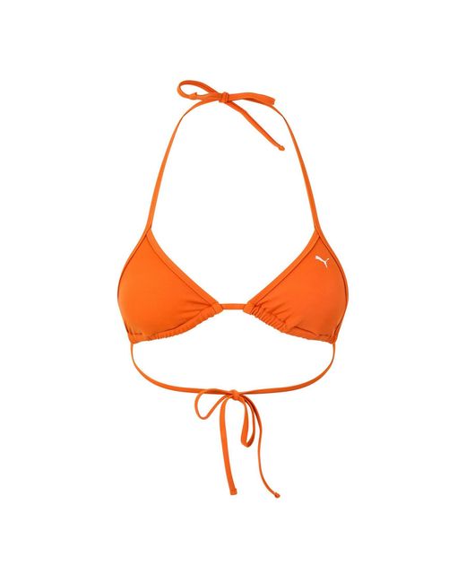 PUMA Orange Swim Tie Halter Neck Triangle Bikini Top