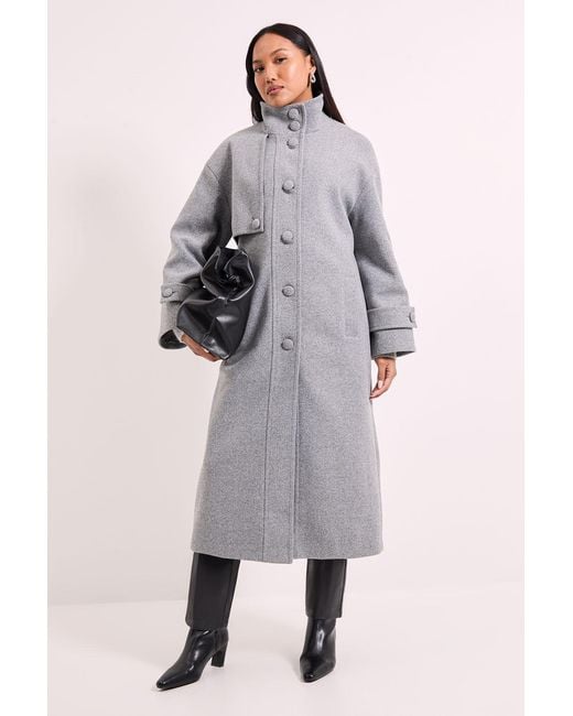 Wallis Gray Principles By Funnel Neck Button Coat