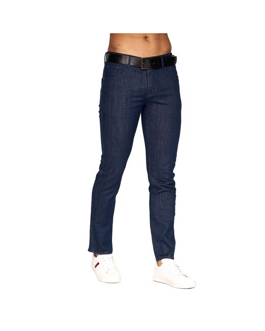 Crosshatch Blue Farrowed Stretch Jeans (Raw Wash) for men