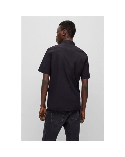 HUGO Black Ebor Regular Fit Short Sleeve Shirt for men