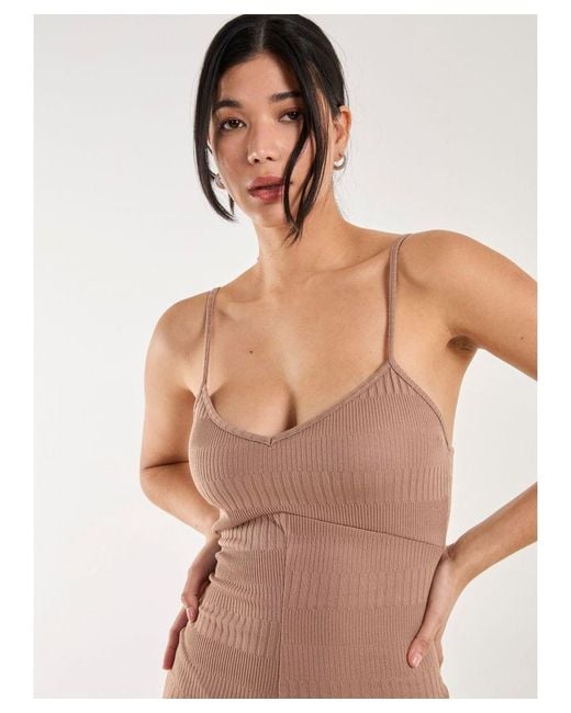 Pink Vanilla White Ribbed Bodycon Unitard All