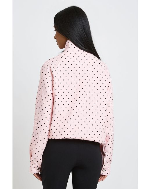 Boohoo Pink Polka Dot Funnel Neck Jacket