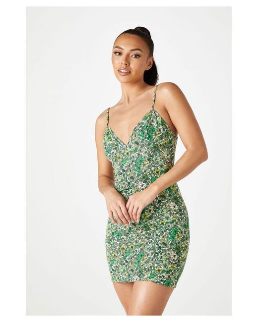 Urban Bliss Green Ditsy Floral Mini Slip Dress