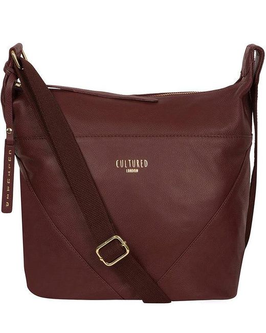 Cultured London Purple 'Chelsea' Rich Leather Shoulder Bag