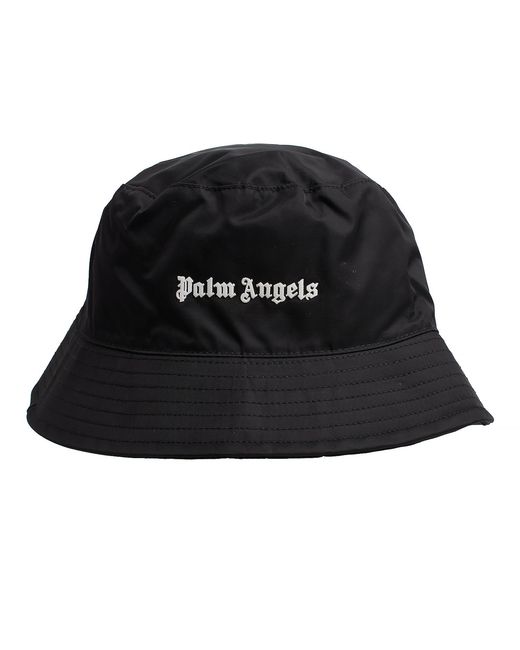 Palm Angels Black Bucket Hat For And With Logo Pwla011C99Fab0011001