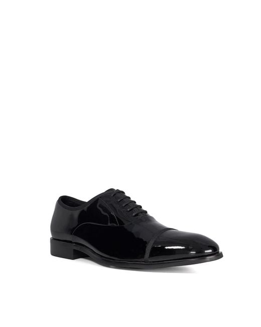 Dune Black Shuffle Wf Wide Fit Patent Oxford Toe Cap Shoes for men