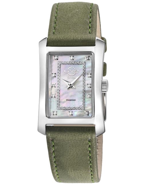 Gv2 Green Luino Diamond Swiss Quartz Mop Dial, Genuine Italian Leather Watch
