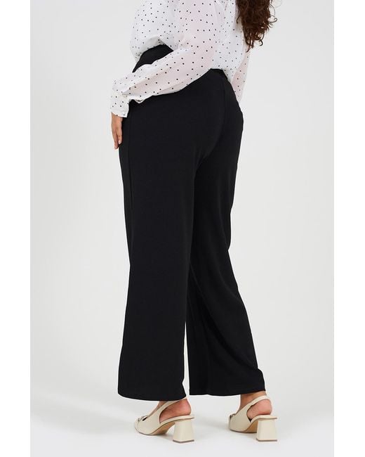 Brave Soul Black Curve Bootcut Trousers With Tie Belt