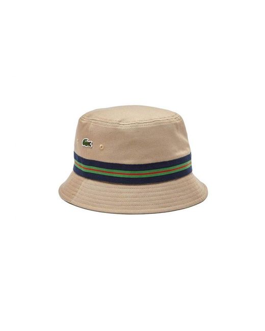 Lacoste Bucket Hat Voor Croco Origineel Logo Op De Zijkant in het Natural voor heren