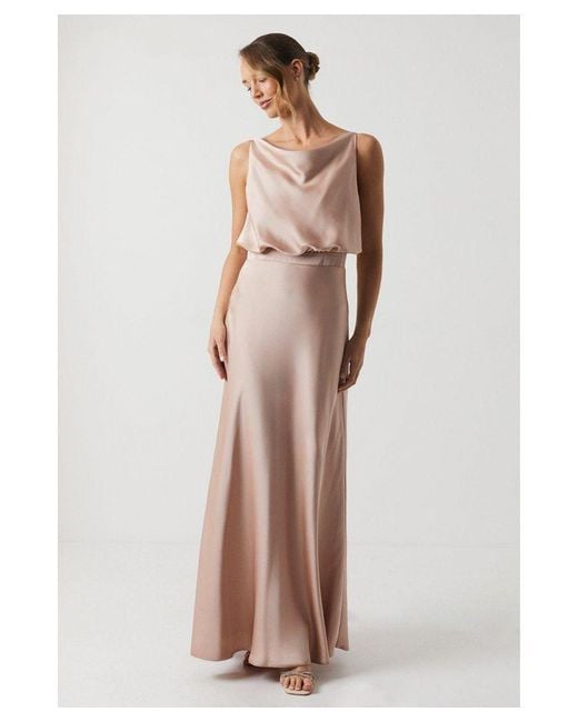 Coast Multicolor Cowl Neck Blouson Satin Bridesmaids Dress