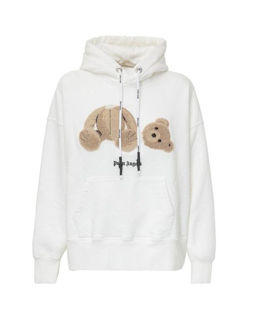 Palm Angels White Kill The Bear Hoodie Cotton for men