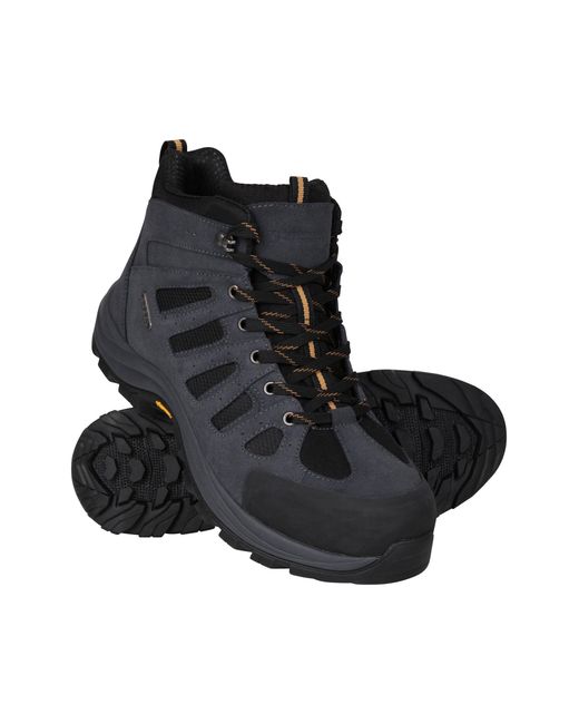 Mountain Warehouse Black 'Vertex' Extreme Vibram Boots With Deep Lugs Waterproof Breathable Boot Leather for men