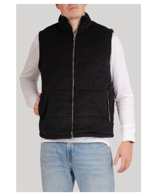 CHEROKEE Black Cord Padded Gilet for men