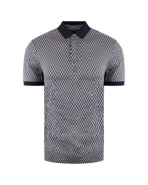 Armani Gray Emporio Printed Polo Shirt Cotton for men