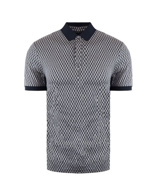 Armani Gray Emporio Printed Polo Shirt Cotton for men