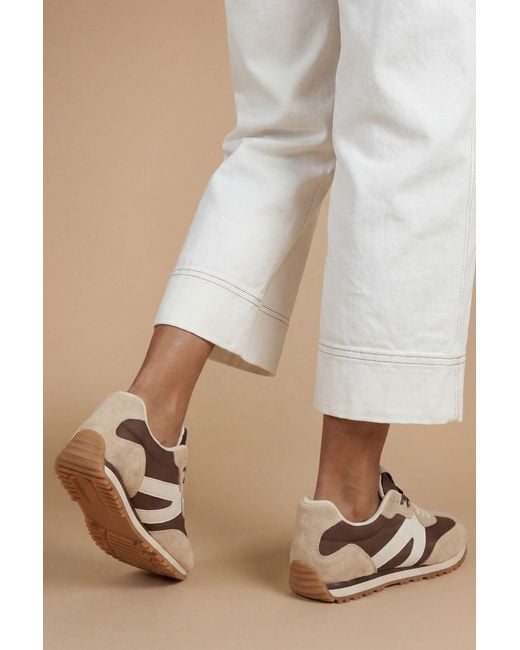Oasis Natural Fern Faux Suede Lace Up Trainers
