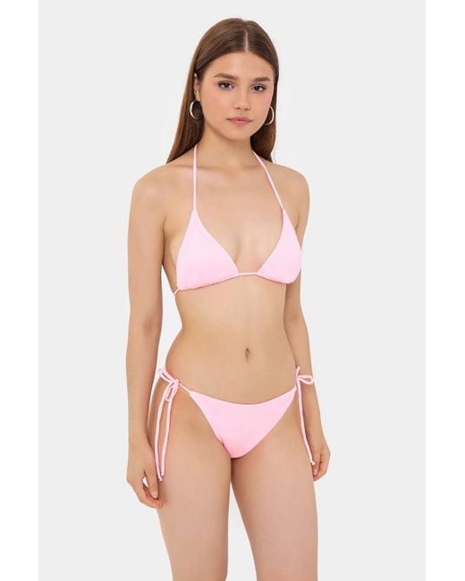 Hiccup Pink Floral Print Triangle Tie-Side Bikini Set