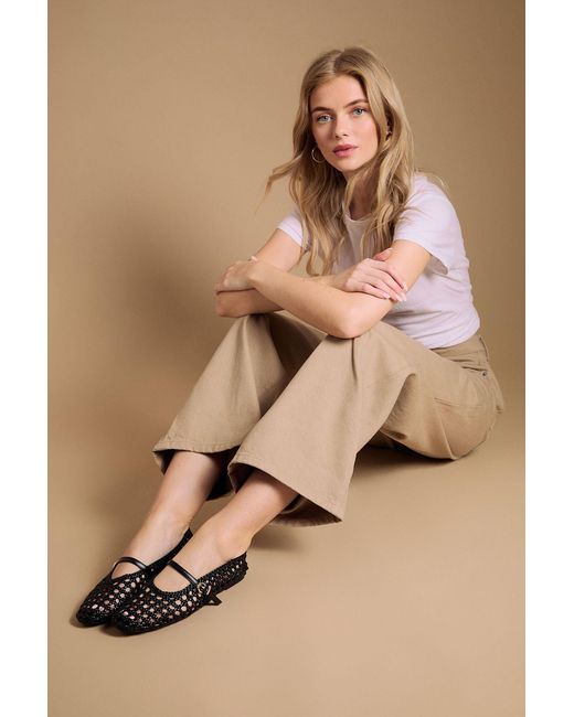 Oasis Natural Alex Faux Leather Woven Mary-Jane Ballet Pumps
