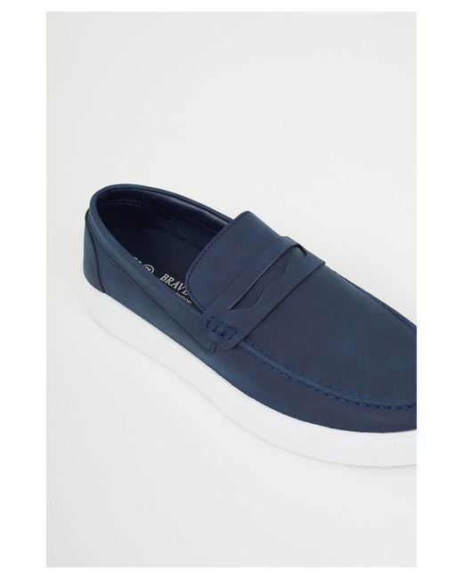 Brave Soul Blue 'Lisbon' Faux Suede Loafers for men