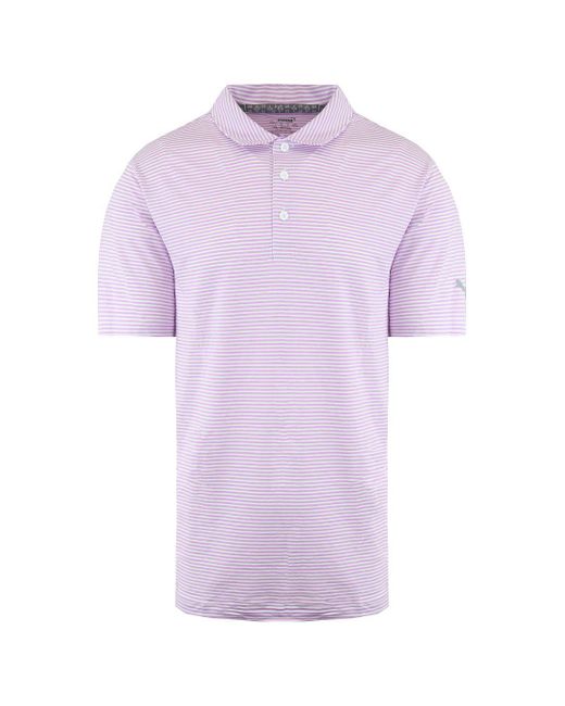 PUMA Purple Drycell Short Sleeve Stripe Caddle Polo Shirt 595115 17 for men