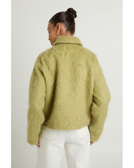 Boohoo Green Wool Look Zip Up Jacket