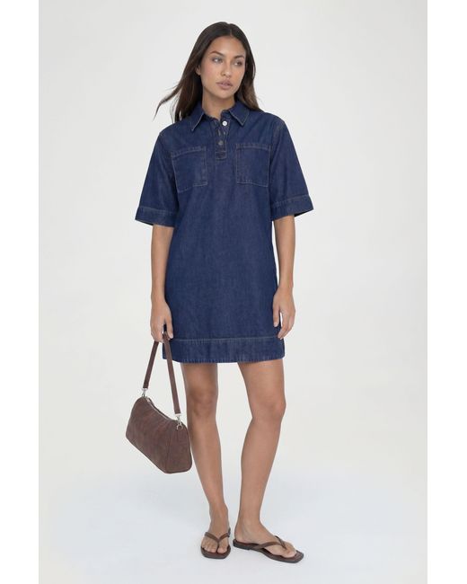 Boohoo Blue Tall Short Sleeve Denim Dress