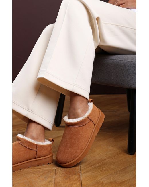 Where's That From Brown Wheres 'Saskia' Cosy Faux-Suede Fur Lined Micro Dipped Heel Boot