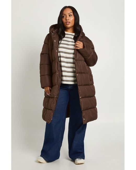 Boohoo Blue Plus Belted Longline Puffer Jacket