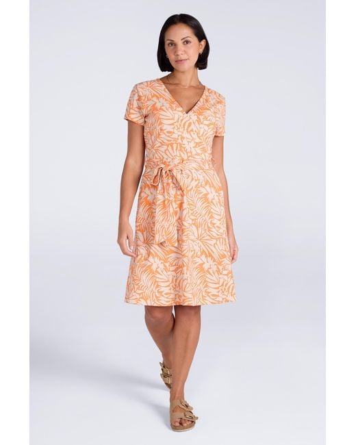 Mountain Warehouse Orange 'Santorini' Jersey Wrap Dress With Pockets Summer Comfy Outfit Cotton