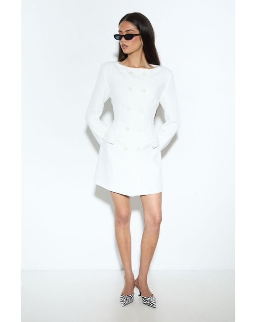 MissPap White Tailored Double Breasted Blazer Dress