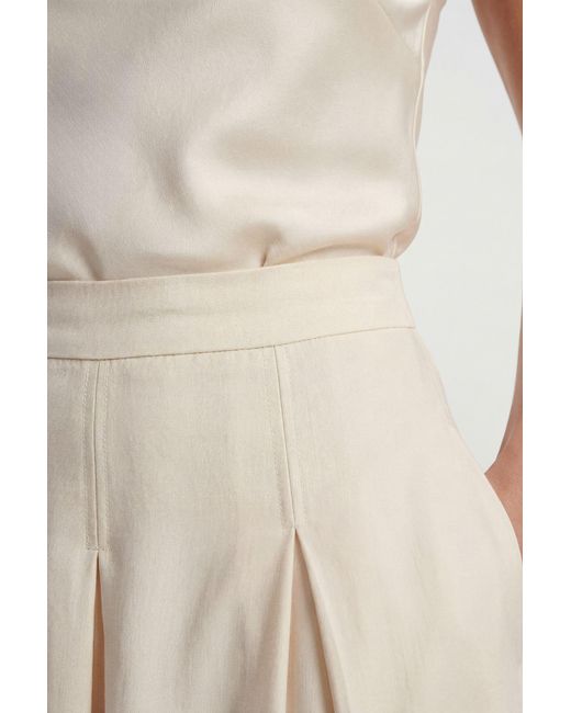 Karen Millen Natural Hammered Satin One Shoulder Woven Top