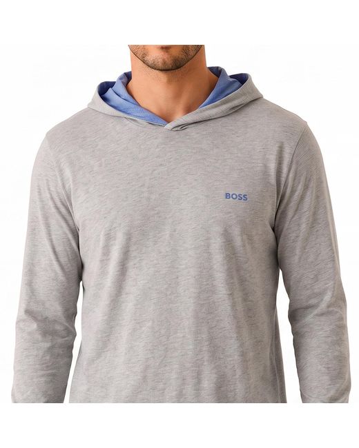 Boss Gray Lightweight Cotton Hoodie 50515306 for men