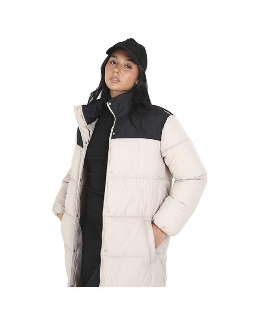 Brave Soul Natural Long Coat Puffer Jacket