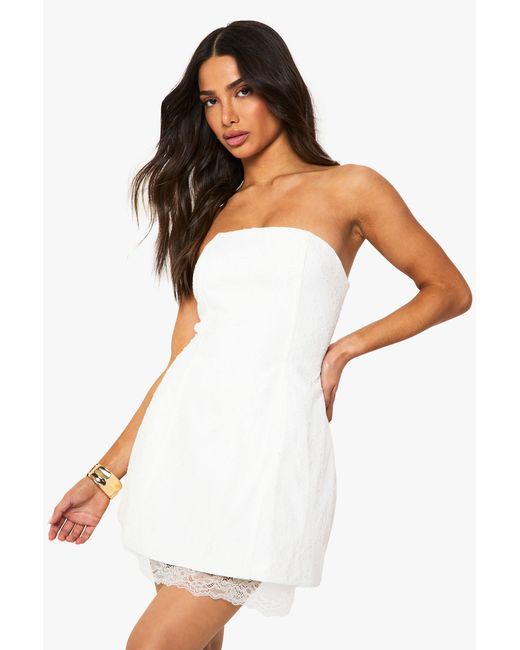 Boohoo White Petite Hourglass Bandeau Mini Dress