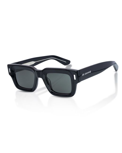 Infinity Leather Black De-Gamme Rectangle Thick Frame Polarized Sunglasses
