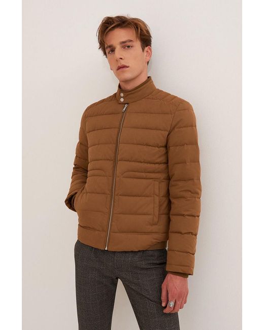 Secret Label Brown Quilted Puffer Jacket for men