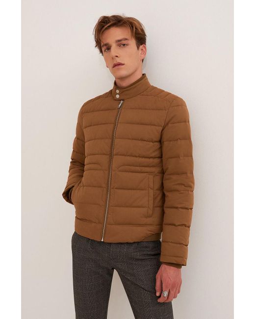 Secret Label Brown Quilted Puffer Jacket for men