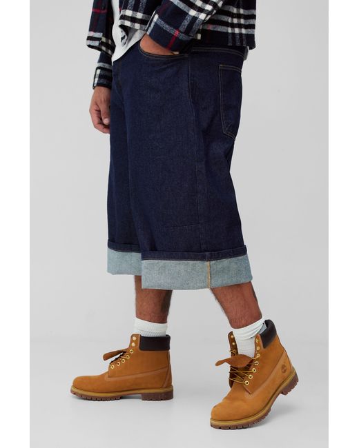 BoohooMAN Blue Plus Cuffed Parachute Jorts for men