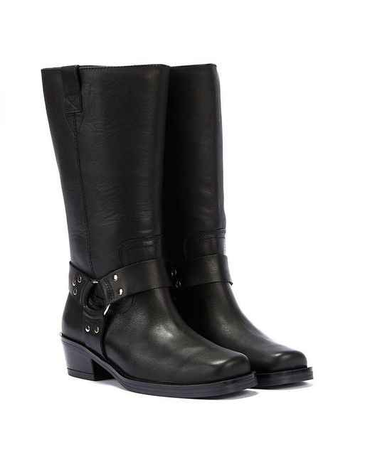 Bronx Black Trig-Ger Harness Leather Boots