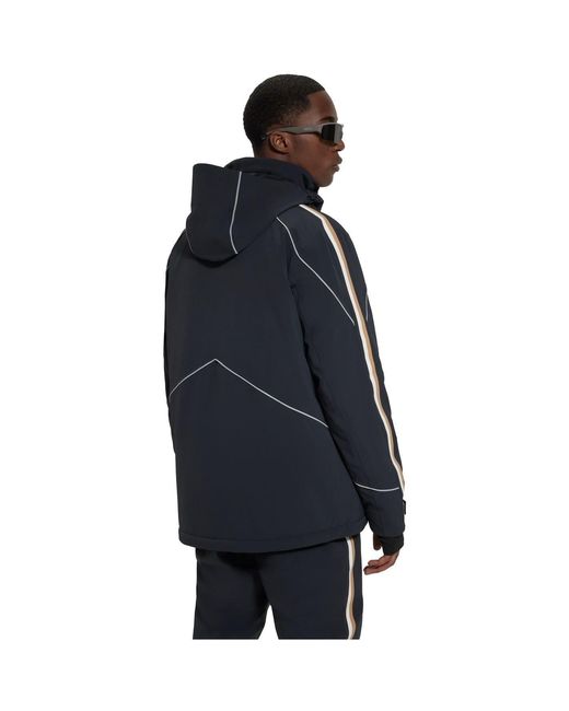 Boss Blue Solid Patterned Ski Jacket for men