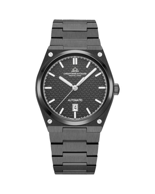 Christophe Duchamp Black Textured Dial With Case And Strap for men