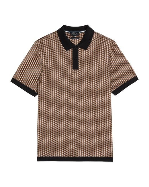 Ted Baker Brown Waysub Regular Geo Polo Shirt for men