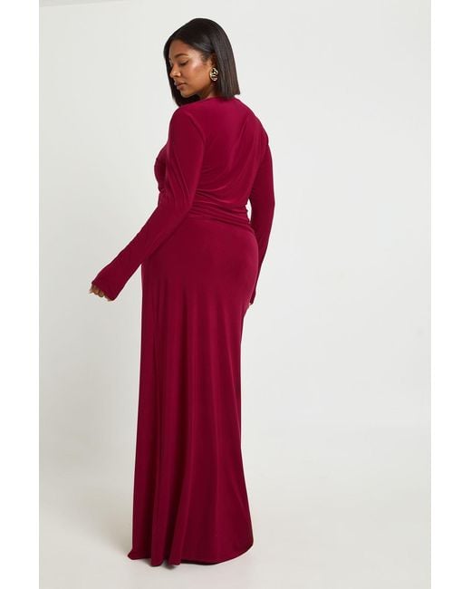 Boohoo Red Plus Drape Trim Detail Maxi Skirt
