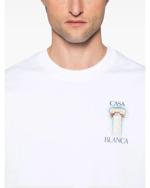 Casablanca White La Columne Printed T-Shirt for men