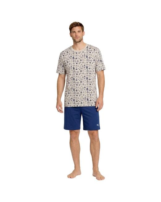 Kisses&Love Blue Summer Short Cotton Pyjamas Kl30000 for men