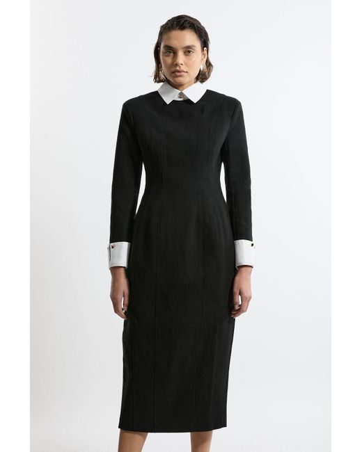Karen Millen Brushed Tailored Jersey Long Sleeve Scuba Midi Dress in Black | Lyst UK Karen Millen Brushed Tailored Jersey Long Sleeve Scuba Midi Dress in Black | Lyst UK