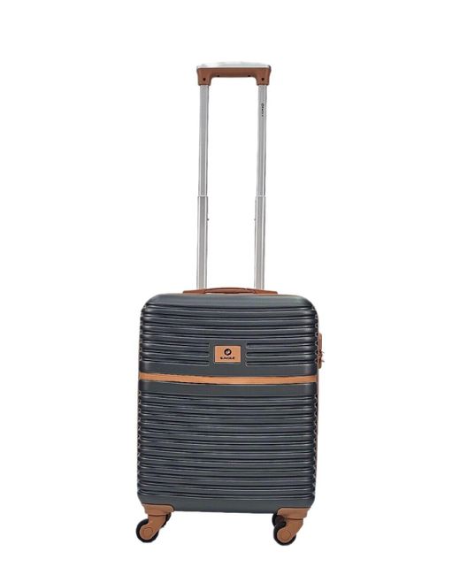 Infinity Leather Blue Hardshell Cabin Suitcase Robust 4 Wheel Abs Luggage Travel Bag