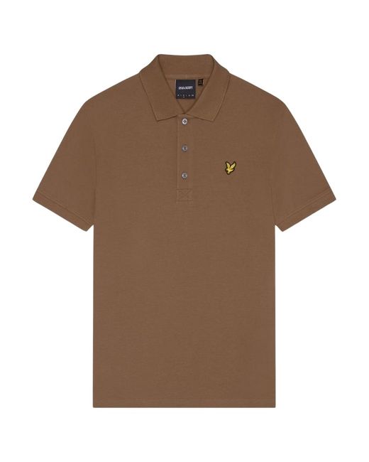 Lyle & Scott Brown Branded Chest Logo Wild Nettle Polo Shirt for men